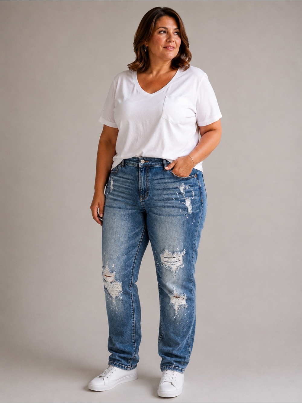 Judy Blue Friend Fit Distressed Paint Splatter Jeans 18W Stretch Plus Size